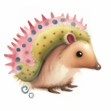 beautiful cute whimsical brown hedgehog, hedgepig, Erinaceus, realistic, photorealistic, folk art, watercolor texture, soft brush strokes, clipart on white background, high resolution, free margins