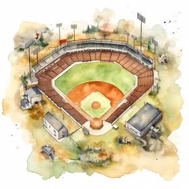 watercolor baseball field clipart