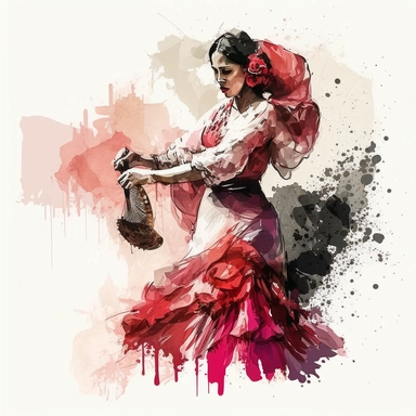 clipart of Spanish flamenco, Spanish culture, Spanish climate, watercolors faded