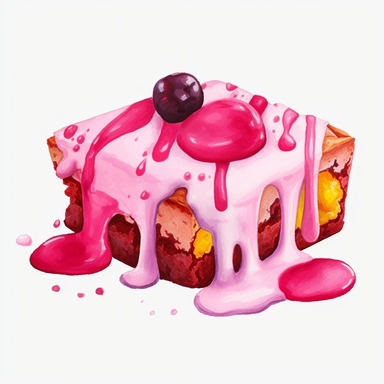 pink brownie, clipart, watercolor, 8k, white background for removing background