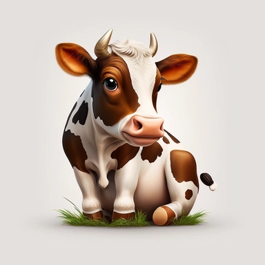 cute cow clipart, white background, game asset