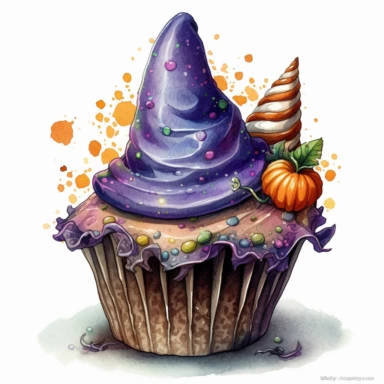 An intricately detailed watercolor clipart illustration displaying an ultra-realistic [specific design idea, like  cupcakes decorated with a witch's hat shape  ], isolated on a white background, in the style of ultra-detailed watercolor clipart illustrations, HDR watercolor clipart illustrations, 32K watercolor clipart illustrations, hyperrealistic watercolor clipart illustrations, ultra-intricate watercolor clipart illustrations, high-resolution watercolor clipart illustrations, high-definition