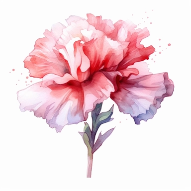 Carnation flower, water color style, clipart, white background