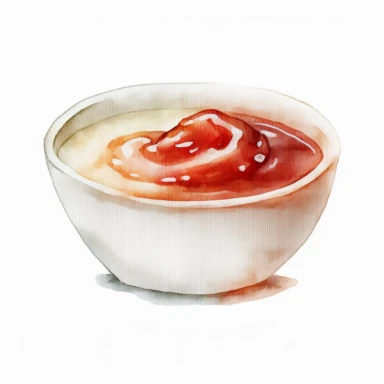 small white bowl of ketchup, watercolour watercolor,all white background, clipart