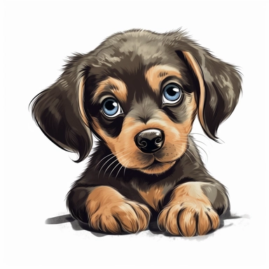 hand drew puppy with quirky expression clipart