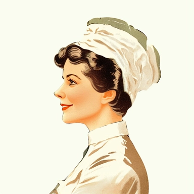 Vintage 1920 side profile portrait of a female baker chef Illustration, Chromolithograph, Die Cut, 1920s Illustration, Vintage, Chromolithograph, Colorful, Antique, Ephemera, Clipart, 8k, Isolated on white