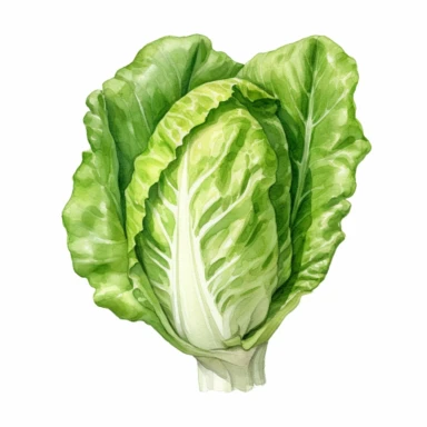 watercolor clipart, romaine lettuce, highly detailed, realistic