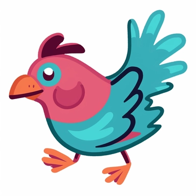 ,cartoon bird running clipart, in the style of light teal and dark pink, surprisingly absurd, foampunk, extremely gendered, playful visual puzzles, blink-and-you-miss-it detail, folk art influences ,white clean background