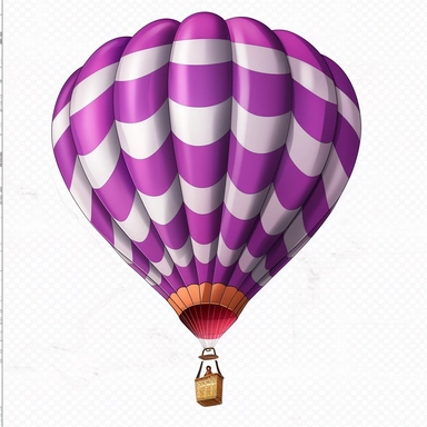 Hot Air Balloon realistic Clipart purple Color, White Background