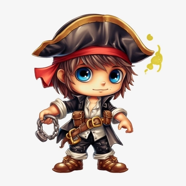 pirate cute boy sublimation clipart, detail, illustration style, high solution, on the white background