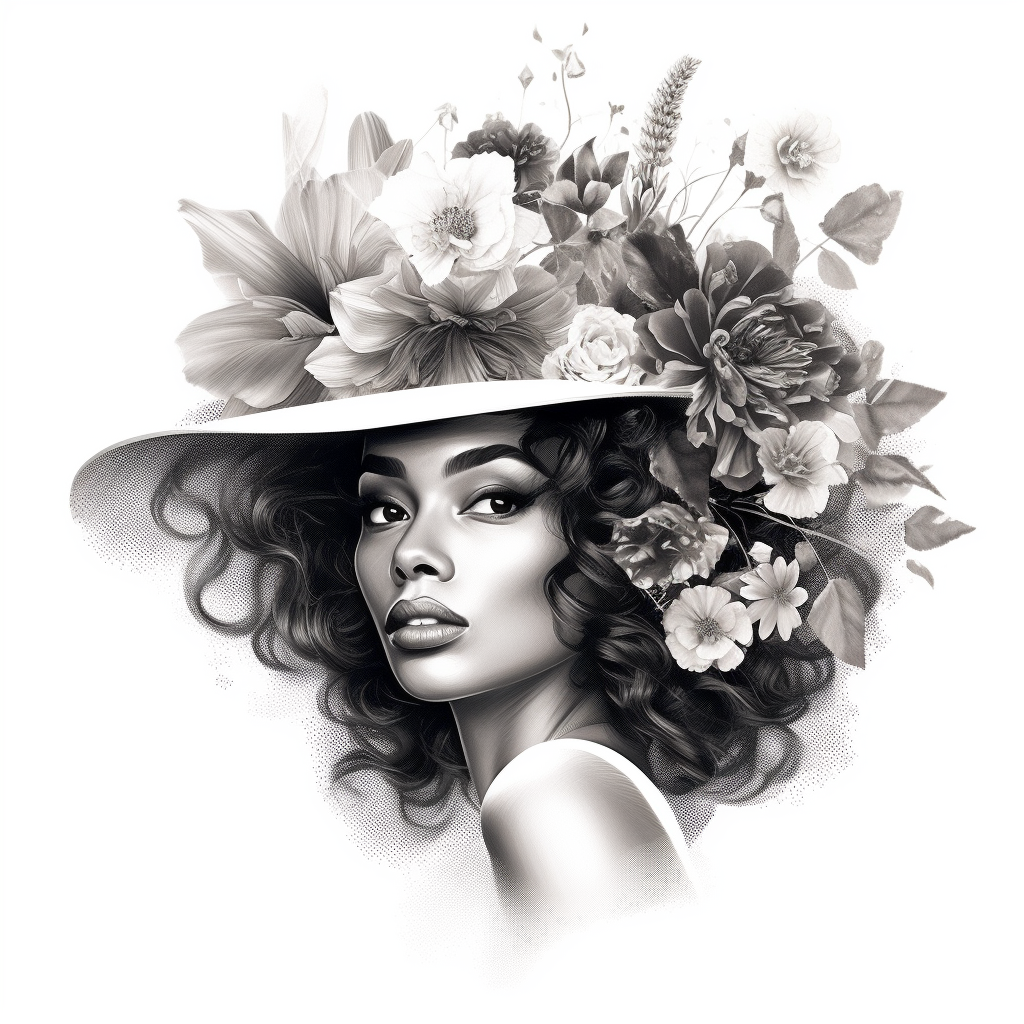 black white flower clipart
