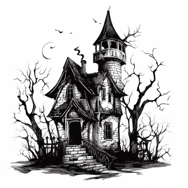 Witch House Creepy Gothic Clipart isolated on white background