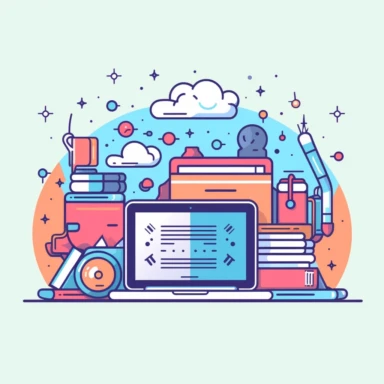 simple and clean clipart style animation of e-learning