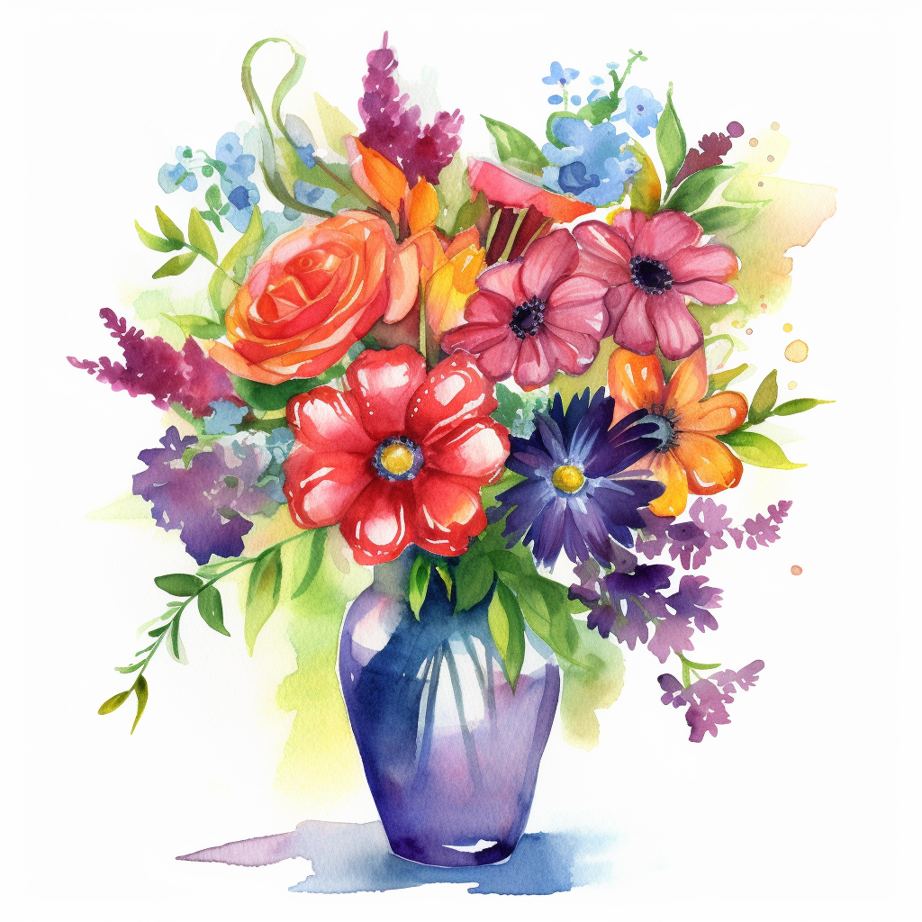 flower vases with flowers clipart
