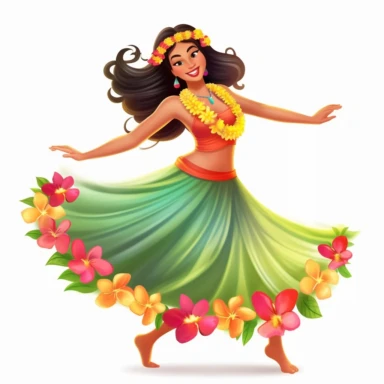 a hula dancer on a white background for digital clipart