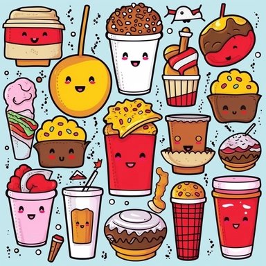 vector black and white, Cute kawaii fast food pairs clip art set, valentines food clip art, food pair, food couple, food duos, drinks clipart, love hearts background party clip art, food PNG, line art
