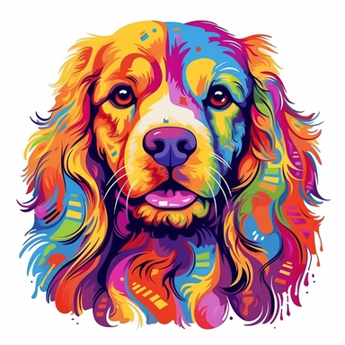 vector art of a dog illustration, vivid colors, colorful, pastel cute colors, Sublimation Clipart ,Cartoon,hyper realistic, intricate detail, illustration style,high solution,on the white background