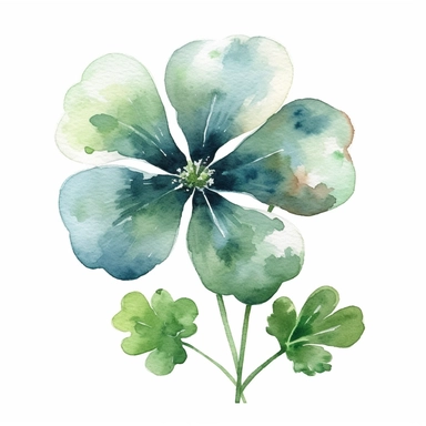 Watercolor single Clover Clipart