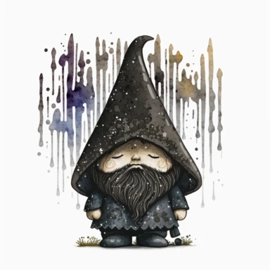dark academia, gnome, fairytale, folk art, hr giger, watercolor, white background, clipart, cute, illustration, comic, glitter, magic