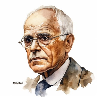 rudolf christian karl diesel upper body portrait watercolor illustration with photorealstic high details clipart, white background