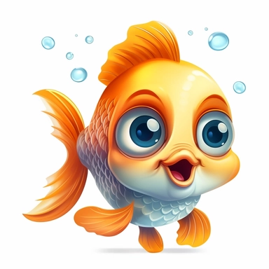 Clipart illustration cute friendly baby smaill fish white background