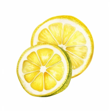 watercolor lemon slice clipart, white background