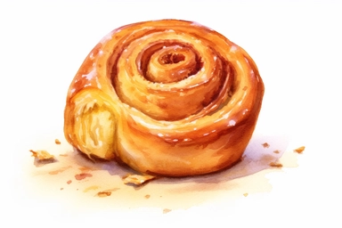 watercolor Cinnamon roll clipart, hd, white background, spaced out