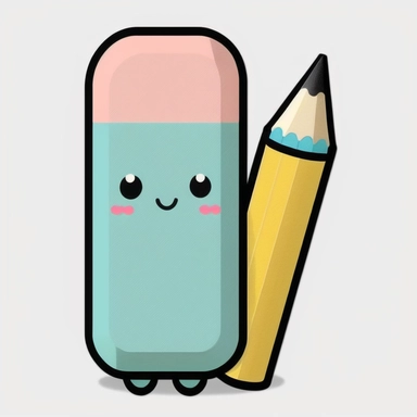 a single clipart image png graphic of a Kawaii School Supplies Clipart Education pencil eraser