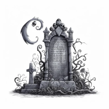 grave stone, nightmare before christmas style, isolated white background, clipart