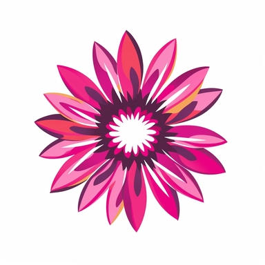 Radiant pink sunflower clipart against a clean white background. The illustration features a vibrant pink sunflower with bold petals and a dark center. The color palette includes shades of radiant pink and touches of green. The white background creates a contemporary and minimalist setting, allowing the sunflower to shine brightly. The lighting is warm and vibrant, accentuating the flower's radiance and creating a sense of joy. The atmosphere exudes a feeling of energy and positivity.