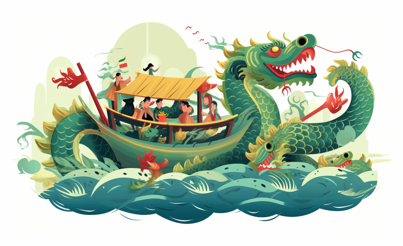 chinese new year dragon design dragons fish boat cartoon clipart, in ...