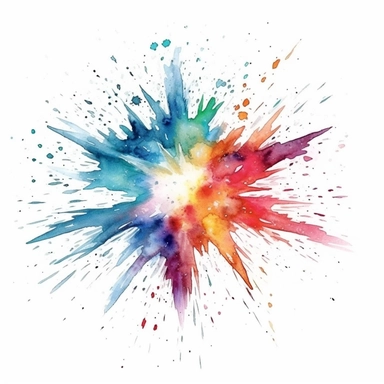 watercolor clipart, one individual star, exploding , white background