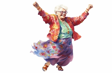 dancing grandma, clipart watercolor