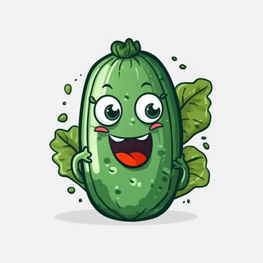 cute Cucumber, happy and smiling, bold line, clipart, sticker, white background, no shadow, 8k detail
