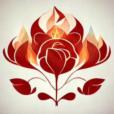 clean, simple, red rose, flames, on fire, vector, clipart