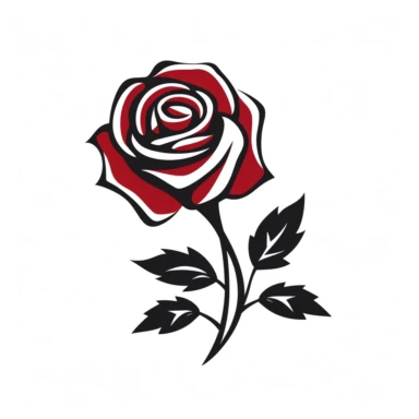 red rose flower silhouette vector flat simple identification symbol white backround white background minimalistic clipart png svg