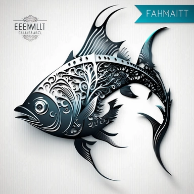 fish SVG, Clipart Vector Clip Art Graphics, Metal Art Cut Ready, white background
