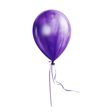 purple rubber balloon with long string, fantasy, watercolor, HDR, 8k, clipart, white background