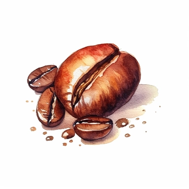 watercolor clip art one coffee bean