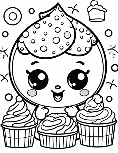 Let your creativity flow with a kawaii cookie character, complete with a friendly face and chocolate chip decorations. Make it as sweet as can be! For Simple Coloring page,Big eyes,line art, thick lines, black and white,clipart, illustration, on white background,Detailed,Details
