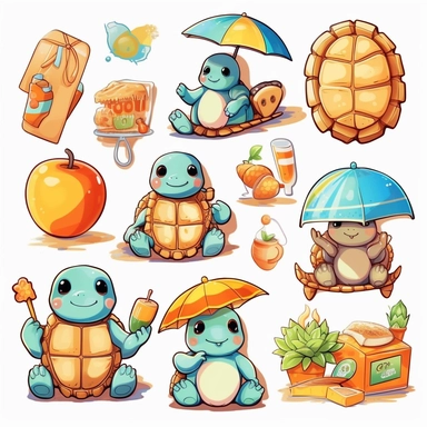 Cute turtle clipart set Summer turtles Beach Pool party digital clipart Funny turtle Kawaii printable stickers Planner supplies Vacation illustration, sticker, whitw background