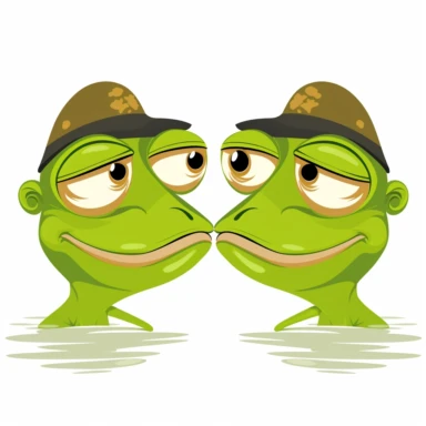 two Jewish frog faces about to kiss cartoon clipart