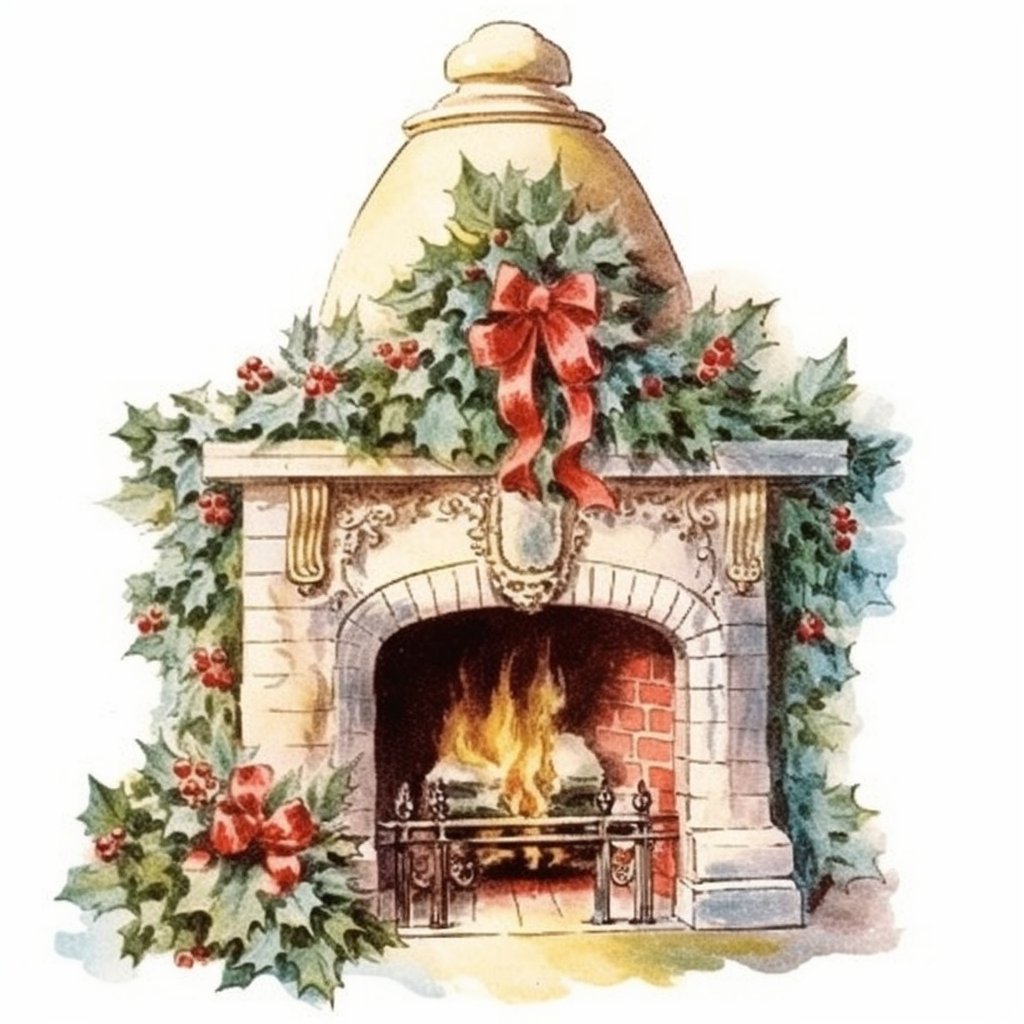 christmas fireplace clipart