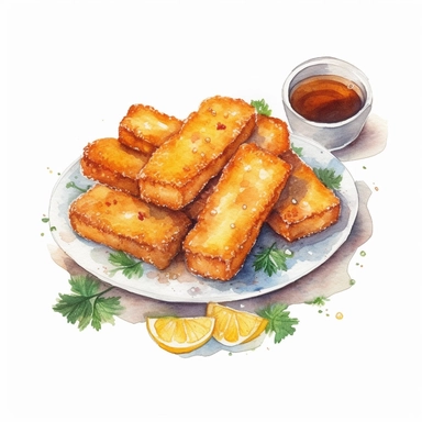 hand painted fish fingers clipart for cookbook maple syrup illustration no background