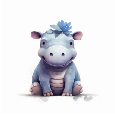 a baby hippo clipart with illustration, full body shot ,8k, style of Bohemian, style of Anna Süßbauer and Jon Klassen,vector, Vector, white background,Solid Background, Sharpness and clarity, masterpiece, trending on Artstation and Dribbble.