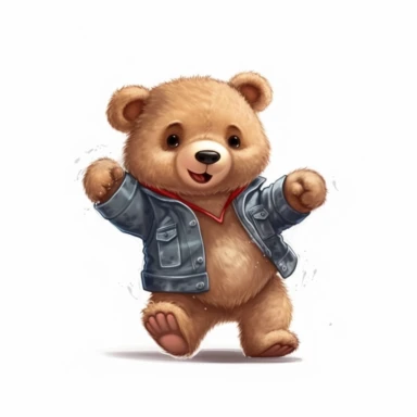 Cute Teddy Bear Clip Art, sticker, different move, wearing clothes, white background, 4K, dancing