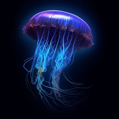 Clipart,A bioluminescent jellyfish illuminating the ocean depths, hyperrealistic, hyper high definition