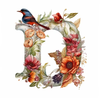 alphabet, letter Q Q, floral image, clipart, white background