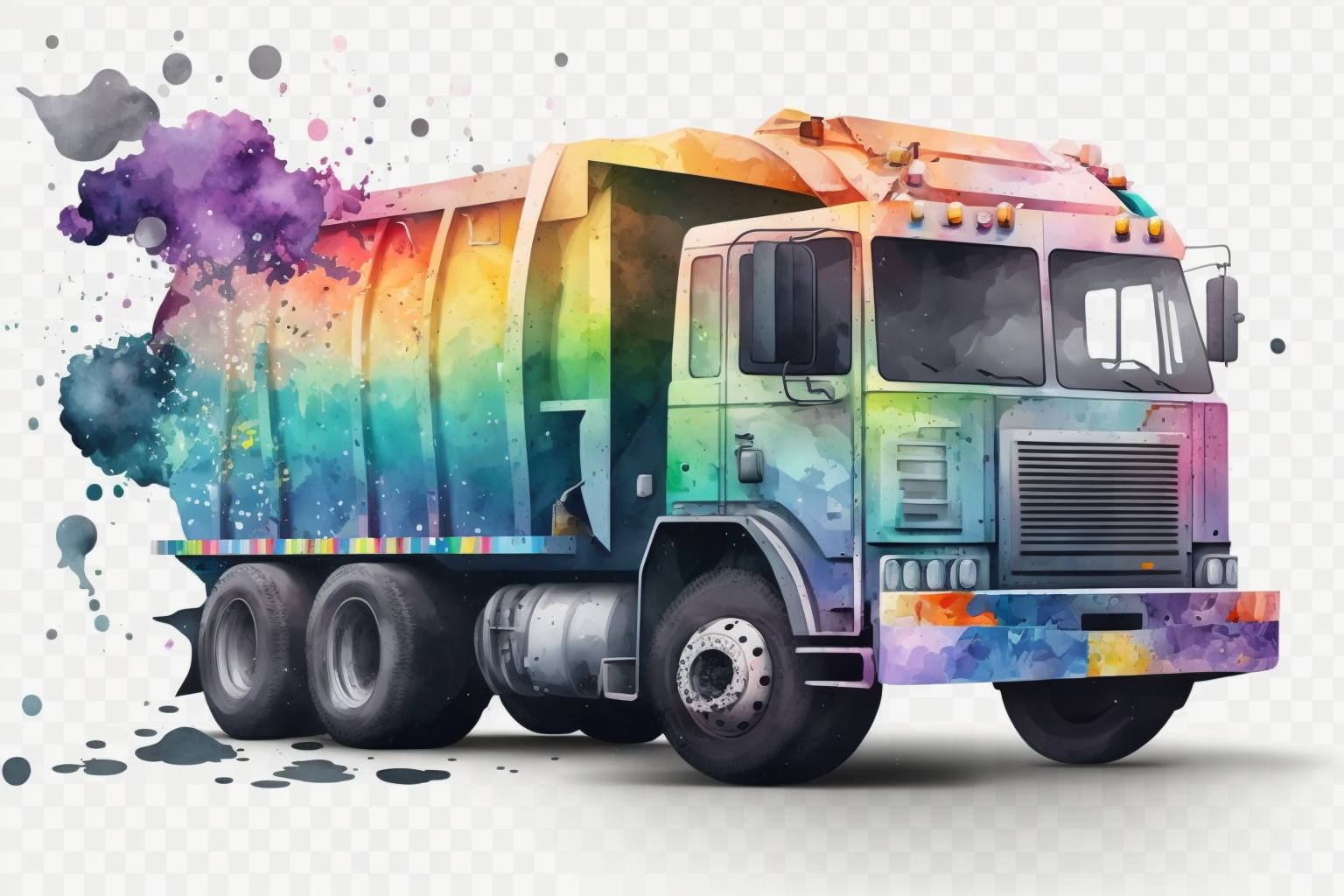 Watercolor Garbage Truck Clipart Hd On White Background Spaced Out Clip Art Library