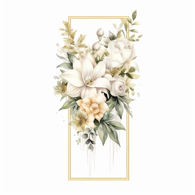 watercolour beautiful realistic white real floral wedding flower spray on gold rectangle tall frame stand realistic elegant wedding floral display stand with white glitter wedding flowers ,clip art graphics , PNG image,transparent background ,ultra highly detailed, 18k, sharp focus, bright photo with vibrant colours, digitally enhanced,photographic, enhanced graphics, png format, straight, sharp focus, bright lighting, intricate detailed png image ,high definition,300dpi,graphic clipart,computer